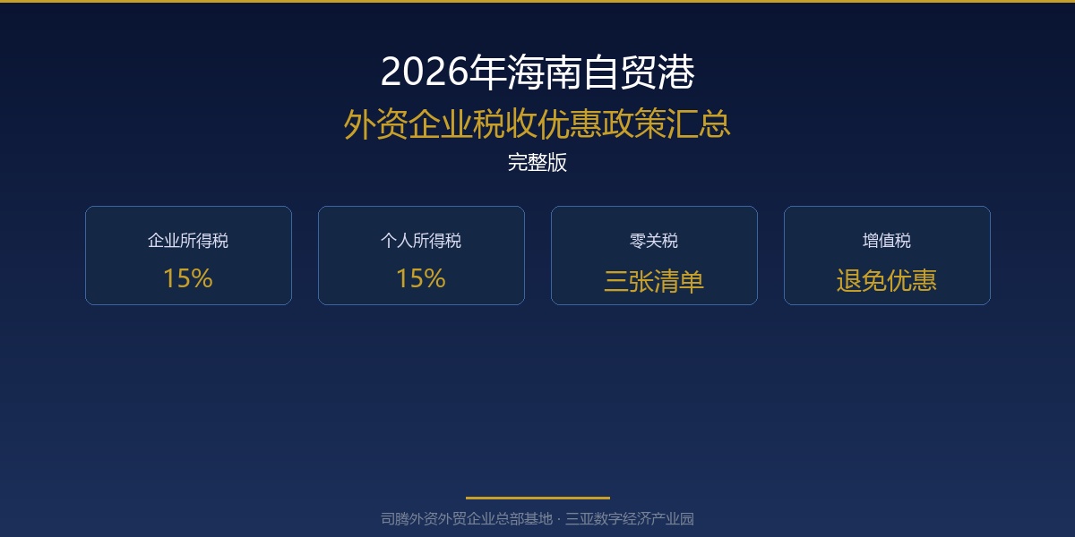 2026年海南自贸港外资企业税收优惠政策汇总（完整版）